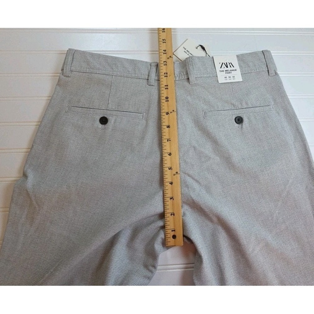 NWT Zara The Melange Pant Slim Stretch Men EU42 32x30 Black & WHITE CHECK - Picture 7 of 11